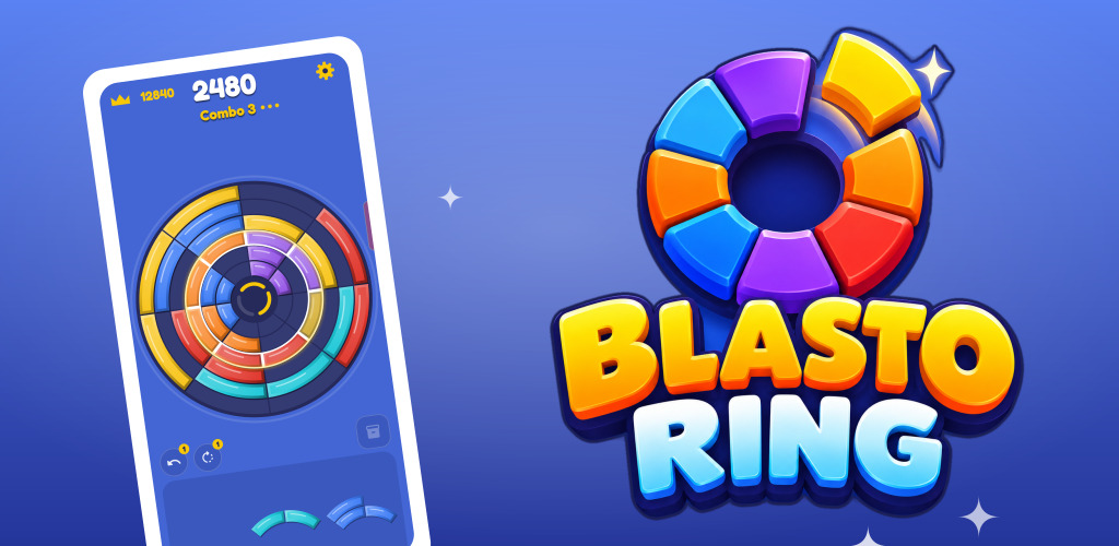 Blasto Ring circular puzzle board and colourful blocks